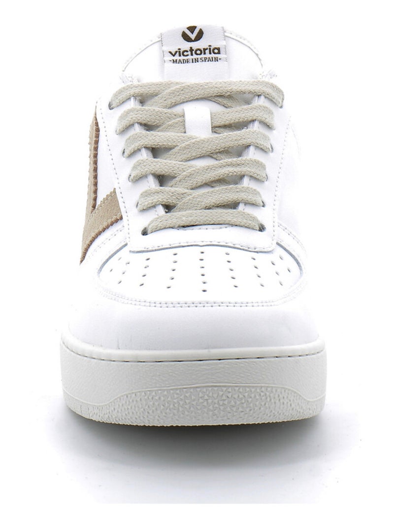 Baskets en Cuir et Syntetique Victoria. Beige - Kiabi