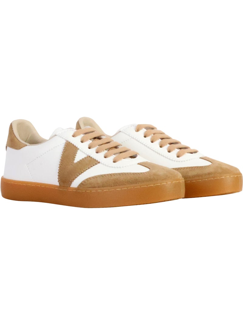 Baskets en Cuir et Syntetique Victoria. Beige - Kiabi