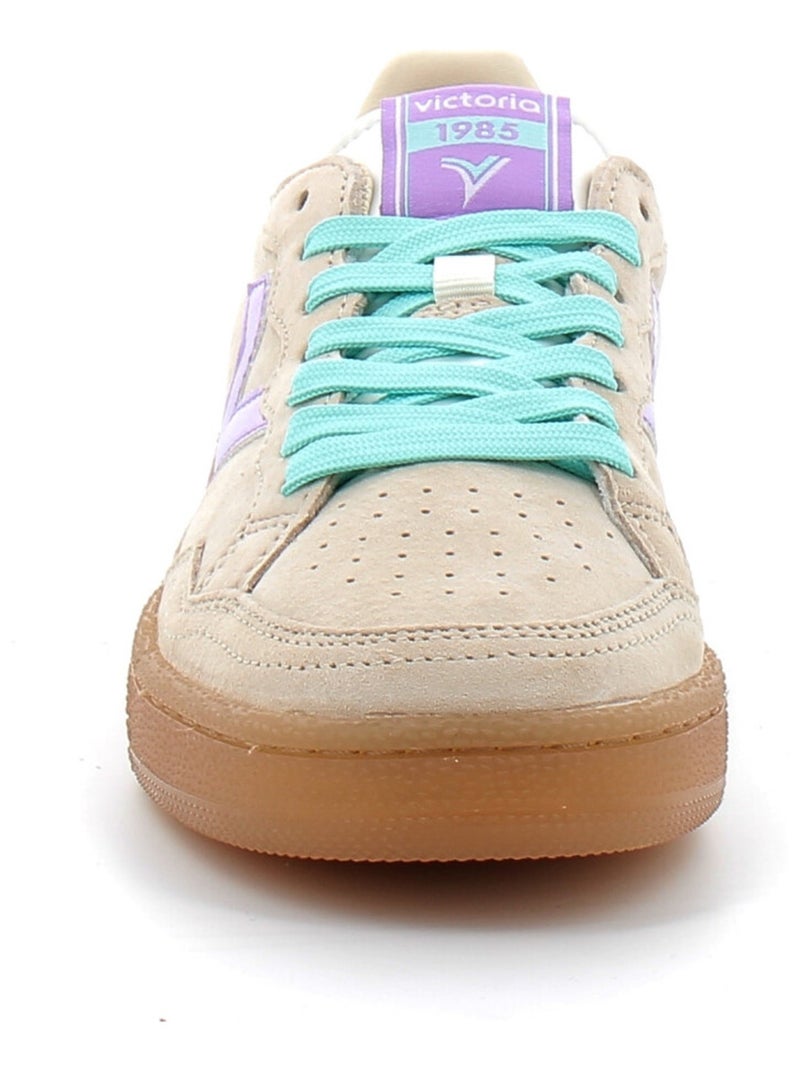 Baskets en Cuir et Syntetique Victoria. Beige - Kiabi