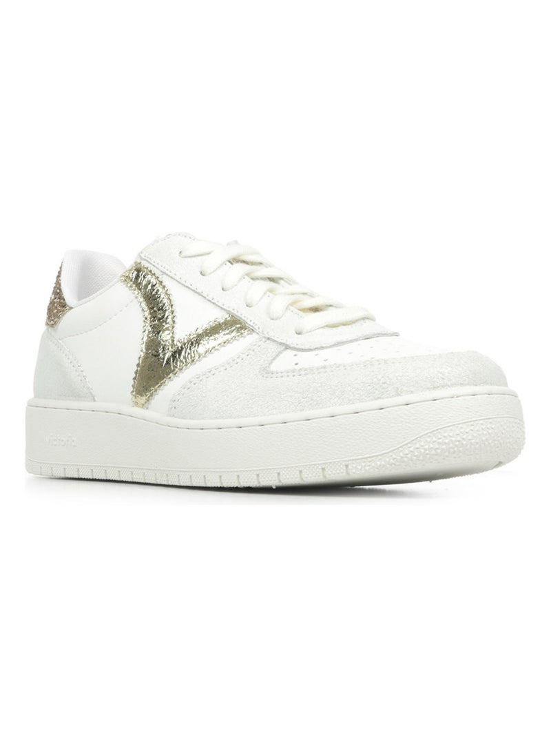 Baskets en Cuir et Syntetique Victoria. Blanc - Kiabi