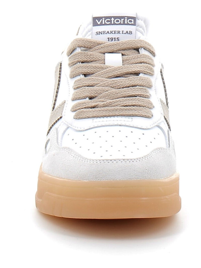 Baskets en Cuir et Syntetique Victoria. Blanc - Kiabi