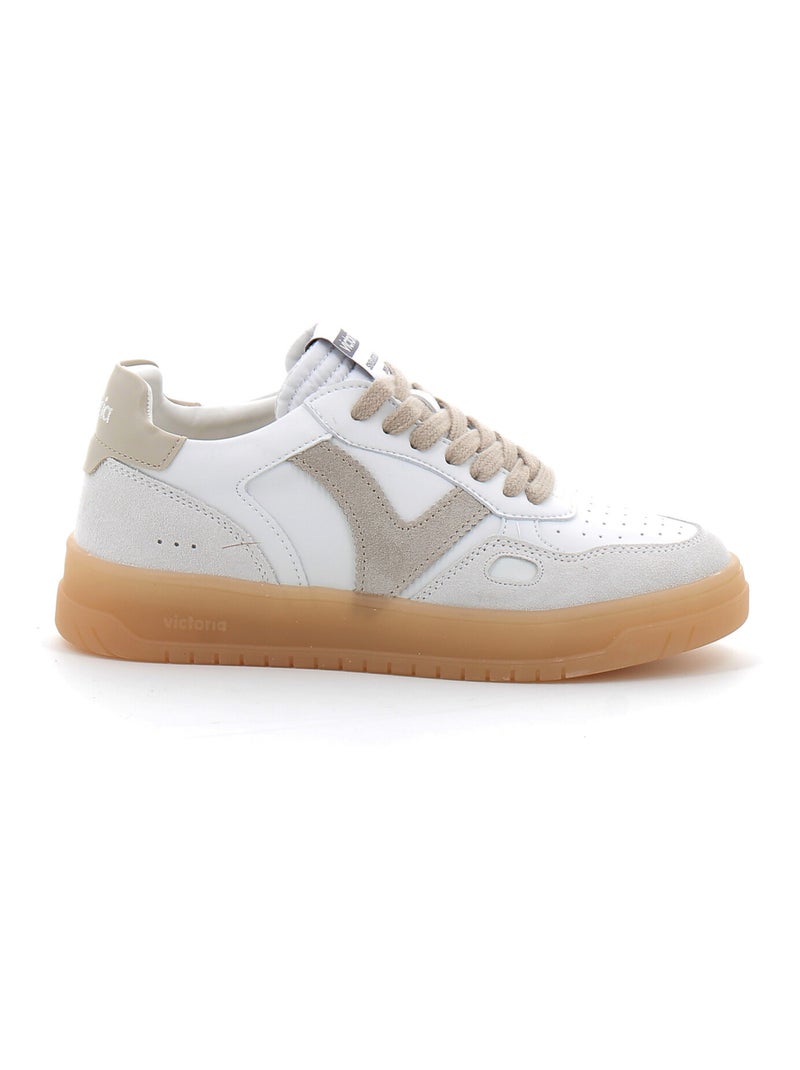 Baskets en Cuir et Syntetique Victoria. Blanc - Kiabi