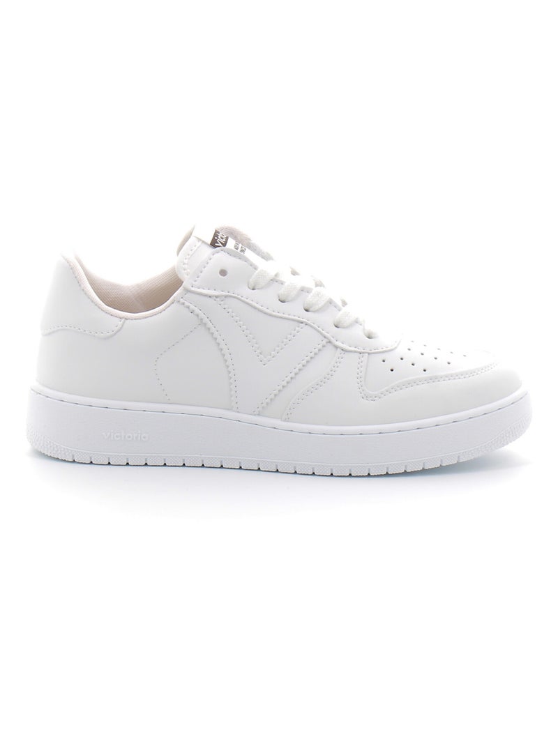 Baskets en Cuir et Syntetique Victoria. Blanc - Kiabi