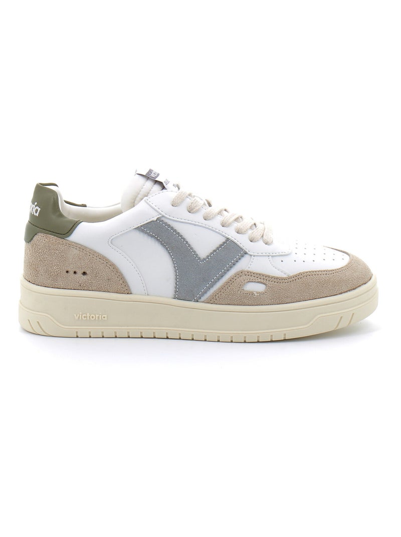 Baskets en Cuir et Syntetique Victoria. Kaki - Kiabi