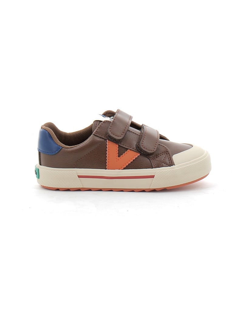Baskets en Cuir et Syntetique Victoria. Marron - Kiabi