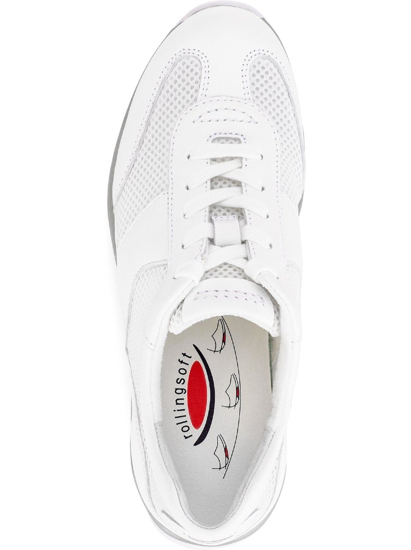 Baskets  en cuir et textile Blanc - Kiabi