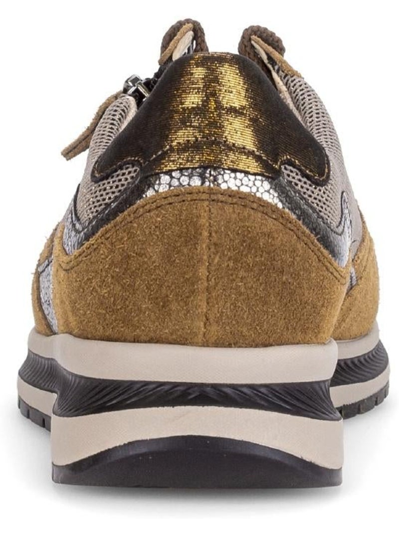 Baskets  en cuir et textile combinés Marron - Kiabi