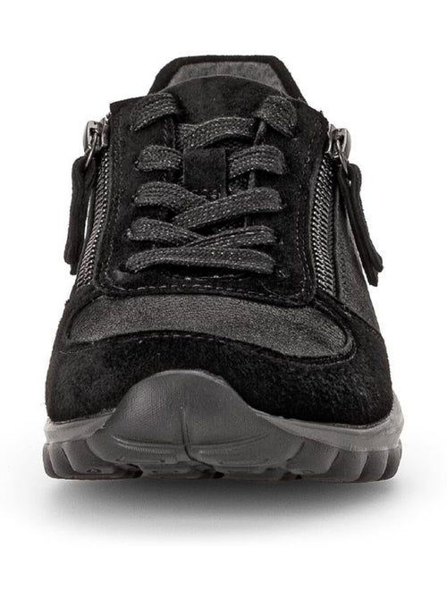 Baskets  en cuir et textile combinés - Kiabi