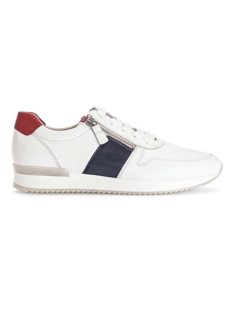 Baskets en cuir grainé Gabor Blanc Rouge Bleu - Kiabi