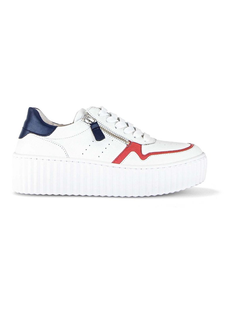 Baskets en cuir grainé Gabor Blanc Rouge Bleu - Kiabi