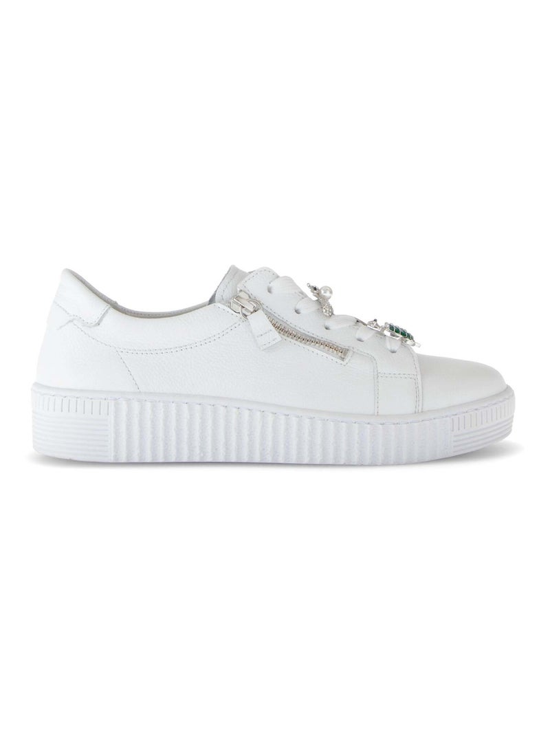 Baskets  en cuir imprimé Blanc - Kiabi