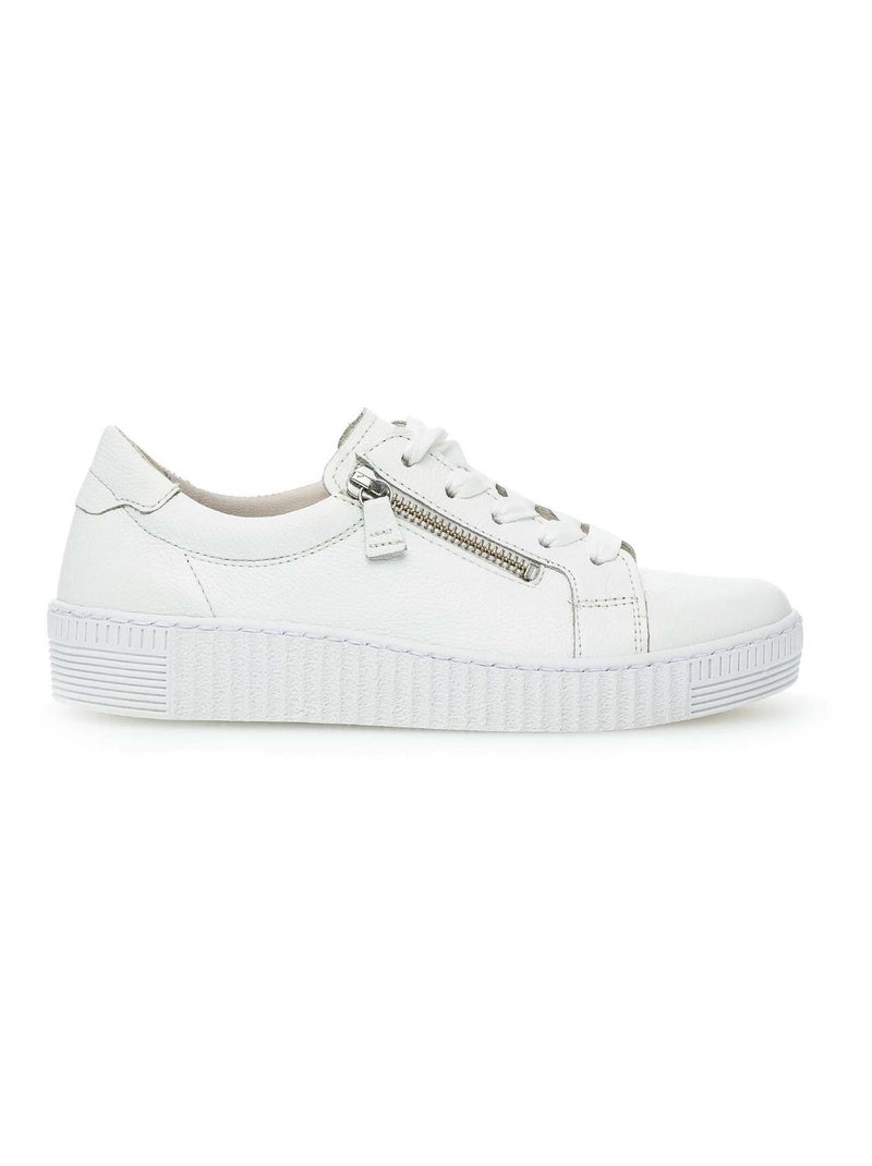 Baskets  en cuir imprimé Blanc - Kiabi