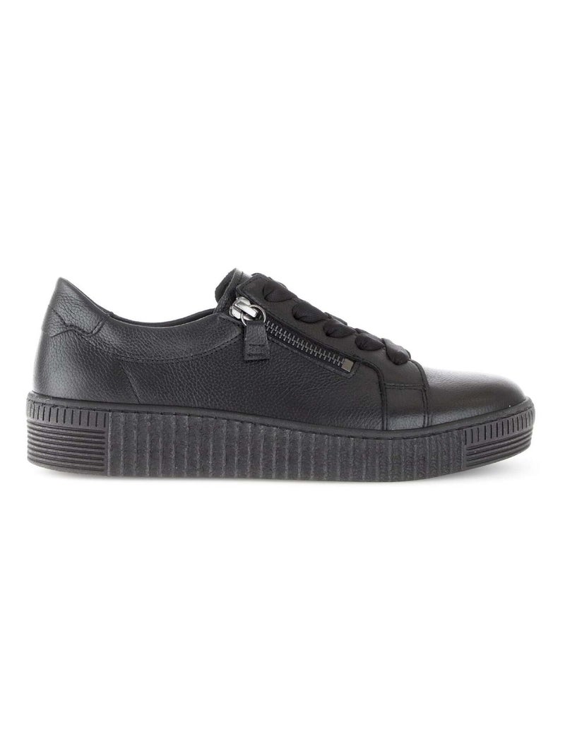Baskets  en cuir imprimé Noir - Kiabi