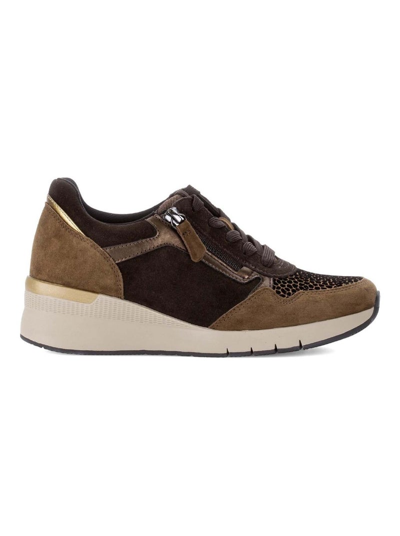 Baskets  en cuir imprimé reptile Noir - Kiabi