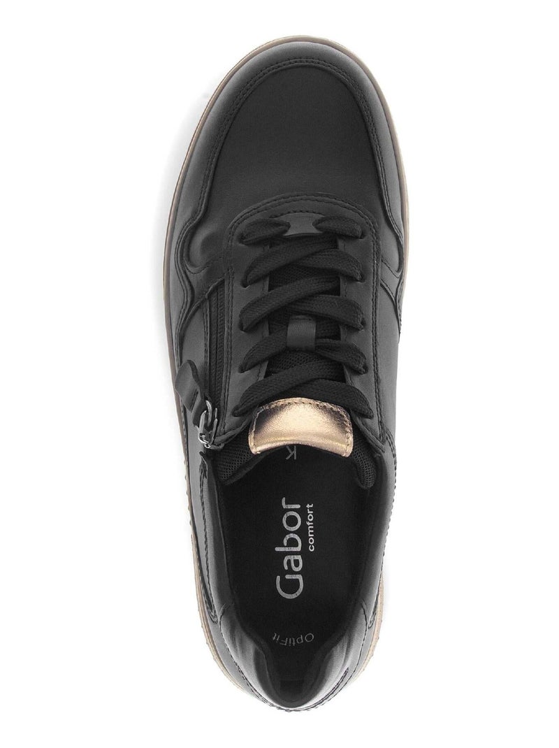 Baskets  en cuir lisse (adaptées Hallux Valgus) Noir - Kiabi