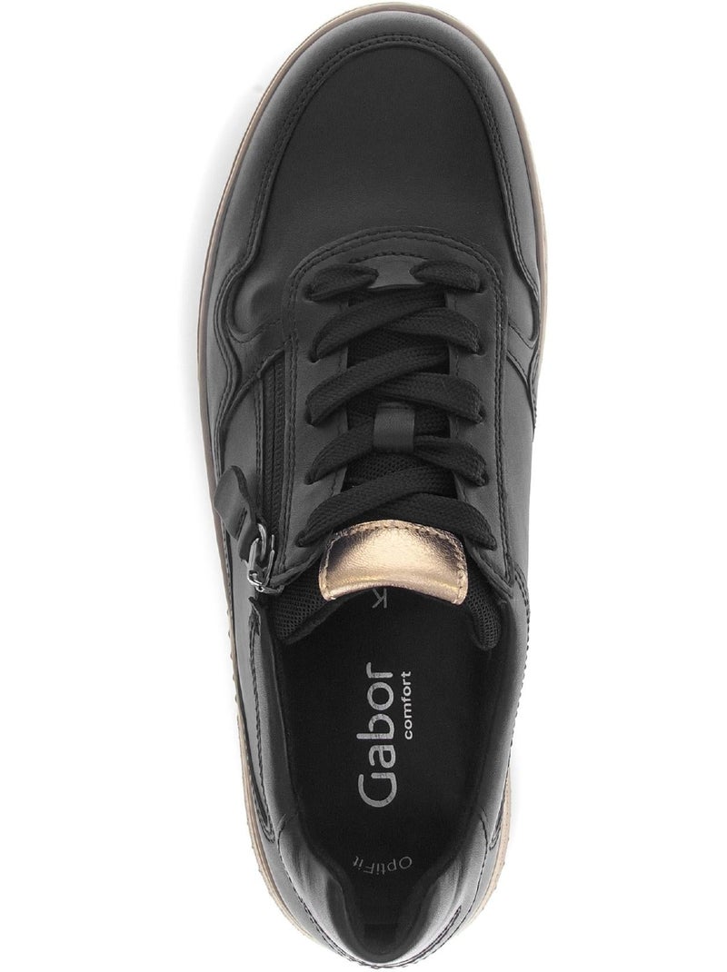 Baskets  en cuir lisse (adaptées Hallux Valgus) Noir Noir - Kiabi