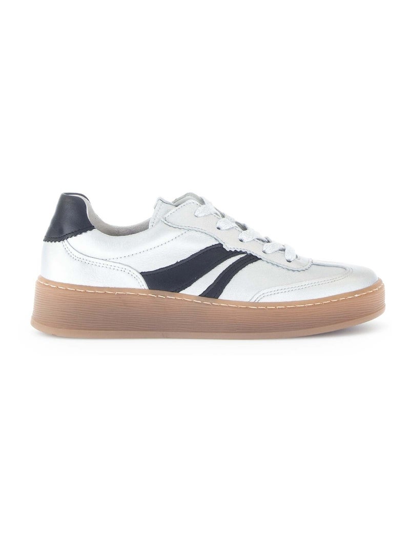 Baskets  en cuir lisse Argent - Kiabi
