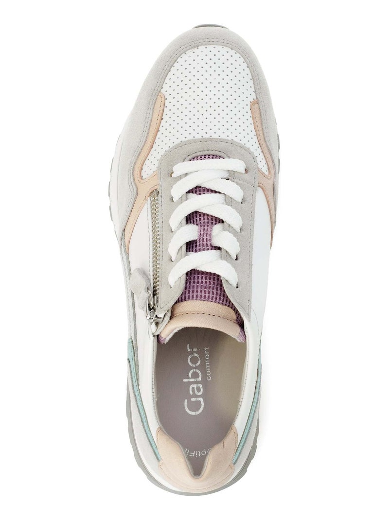Baskets  en cuir lisse Beige - Kiabi