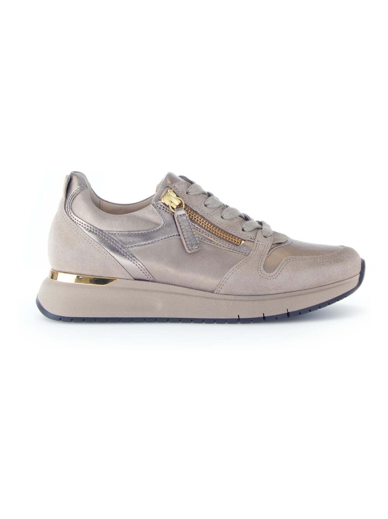 Baskets  en cuir lisse Beige - Kiabi
