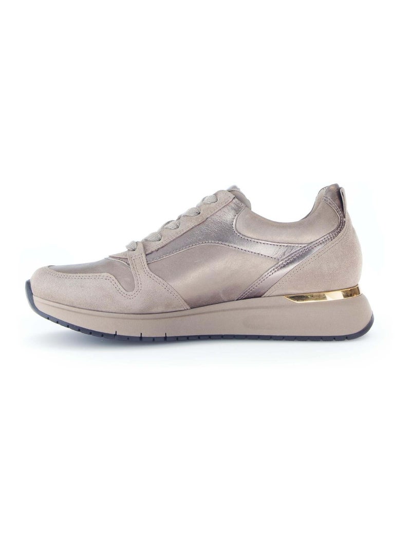 Baskets  en cuir lisse Beige - Kiabi