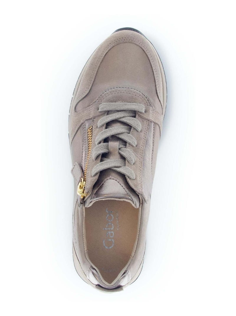 Baskets  en cuir lisse Beige - Kiabi