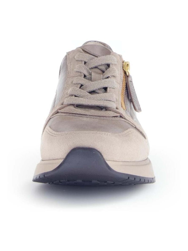 Baskets  en cuir lisse Beige - Kiabi