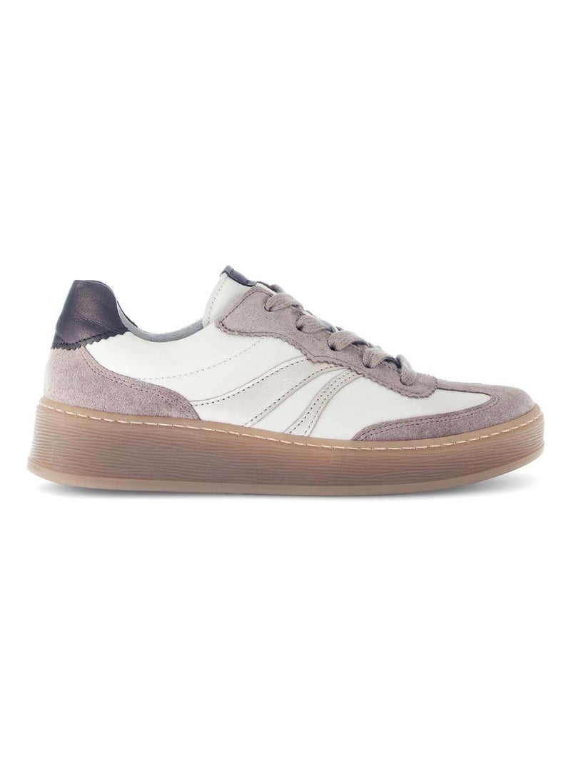 Baskets  en cuir lisse Beige - Kiabi