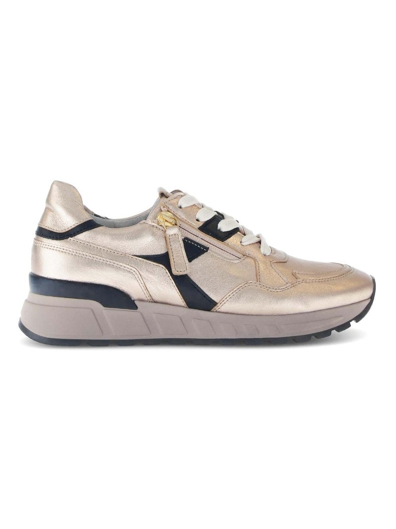 Baskets  en cuir lisse Beige - Kiabi