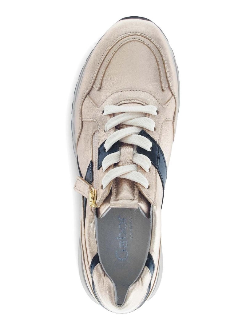 Baskets  en cuir lisse Beige - Kiabi