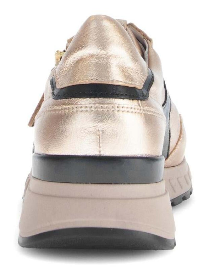 Baskets  en cuir lisse Beige - Kiabi