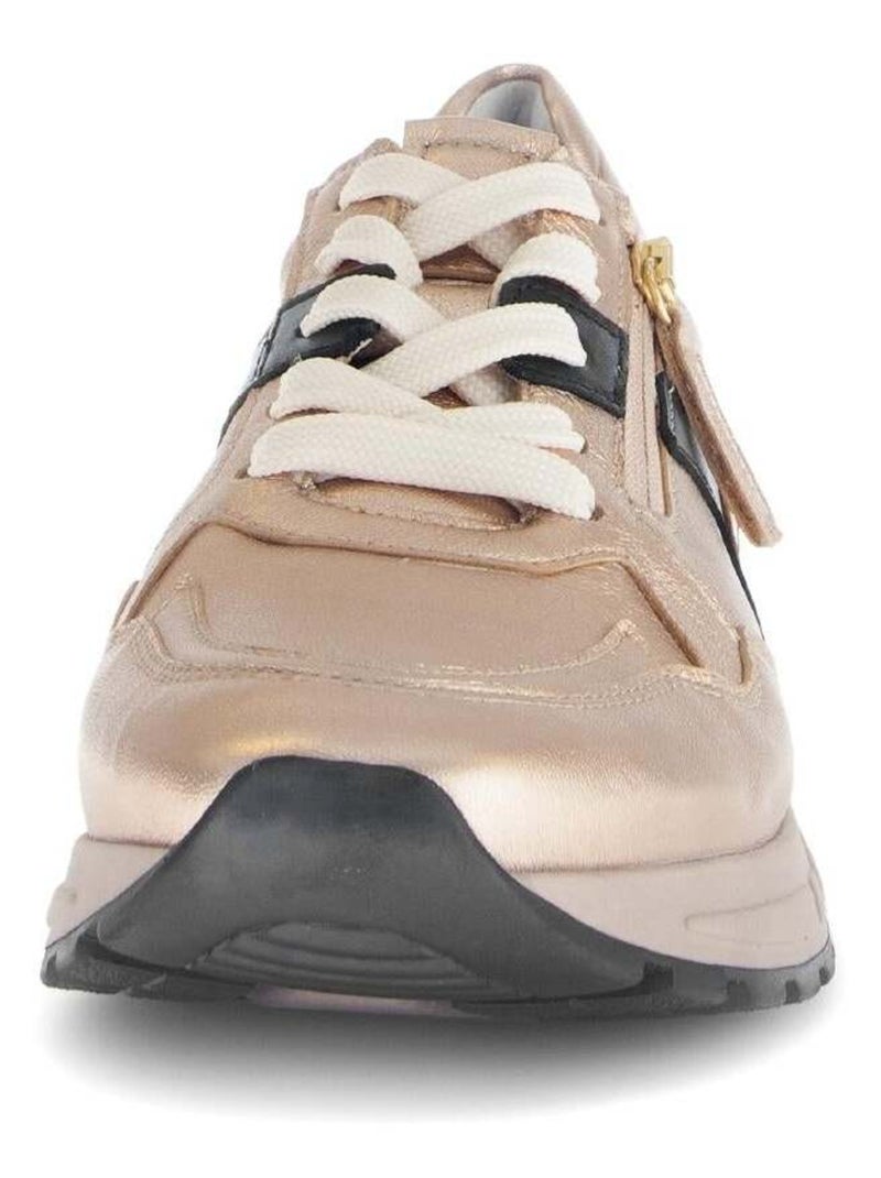 Baskets  en cuir lisse Beige - Kiabi