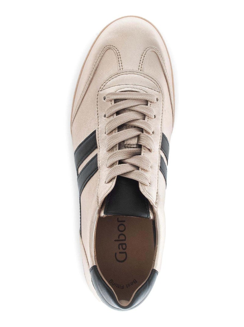 Baskets en cuir lisse Beige - Kiabi