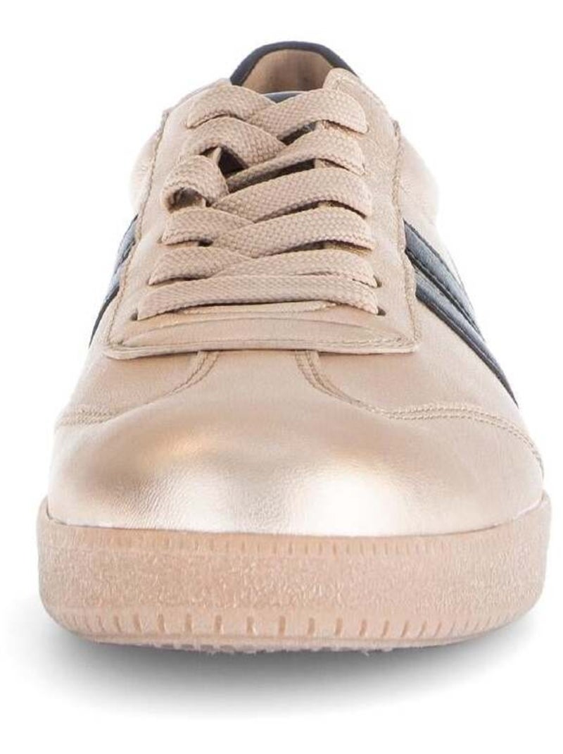 Baskets en cuir lisse Beige - Kiabi