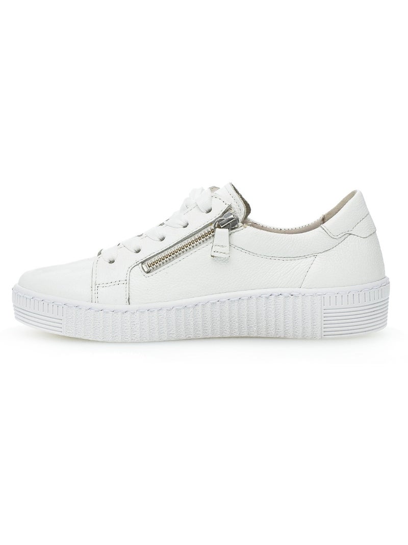 Baskets  en cuir lisse Blanc - Kiabi