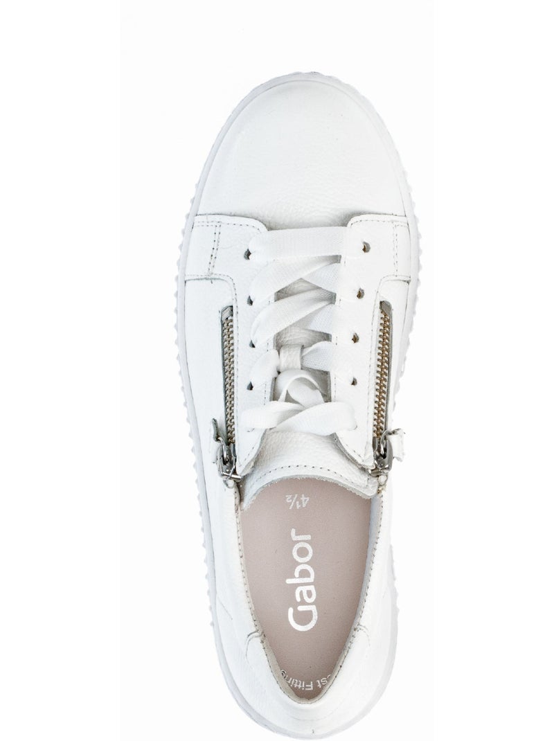 Baskets  en cuir lisse Blanc - Kiabi