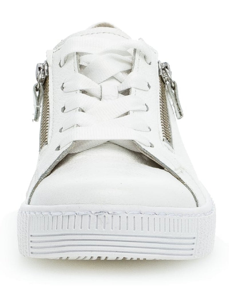 Baskets  en cuir lisse Blanc - Kiabi