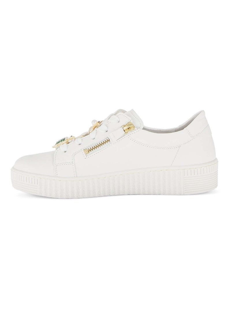 Baskets  en cuir lisse Blanc - Kiabi