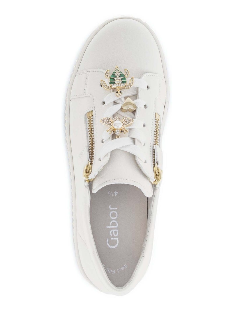 Baskets  en cuir lisse Blanc - Kiabi