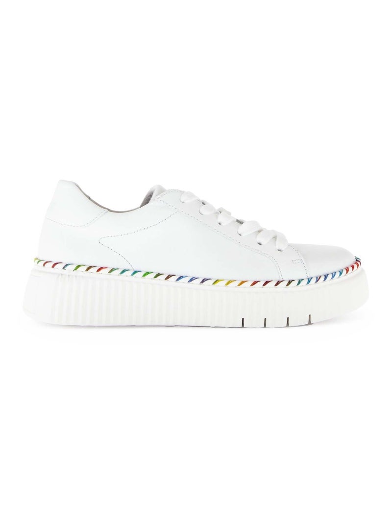 Baskets  en cuir lisse Blanc - Kiabi