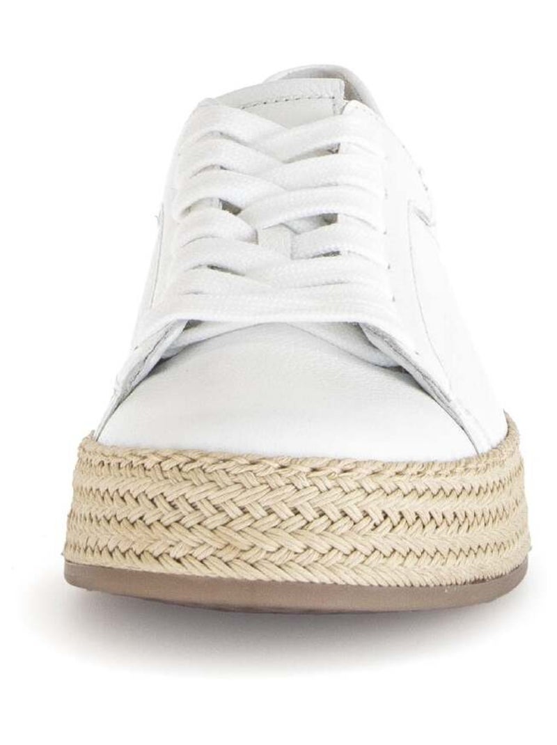 Baskets  en cuir lisse Blanc - Kiabi