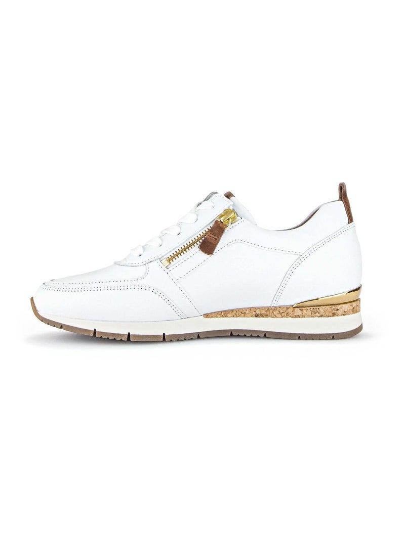 Baskets  en cuir lisse Blanc - Kiabi