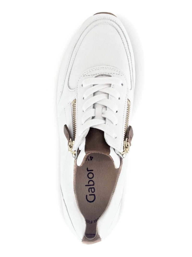Baskets  en cuir lisse Blanc - Kiabi