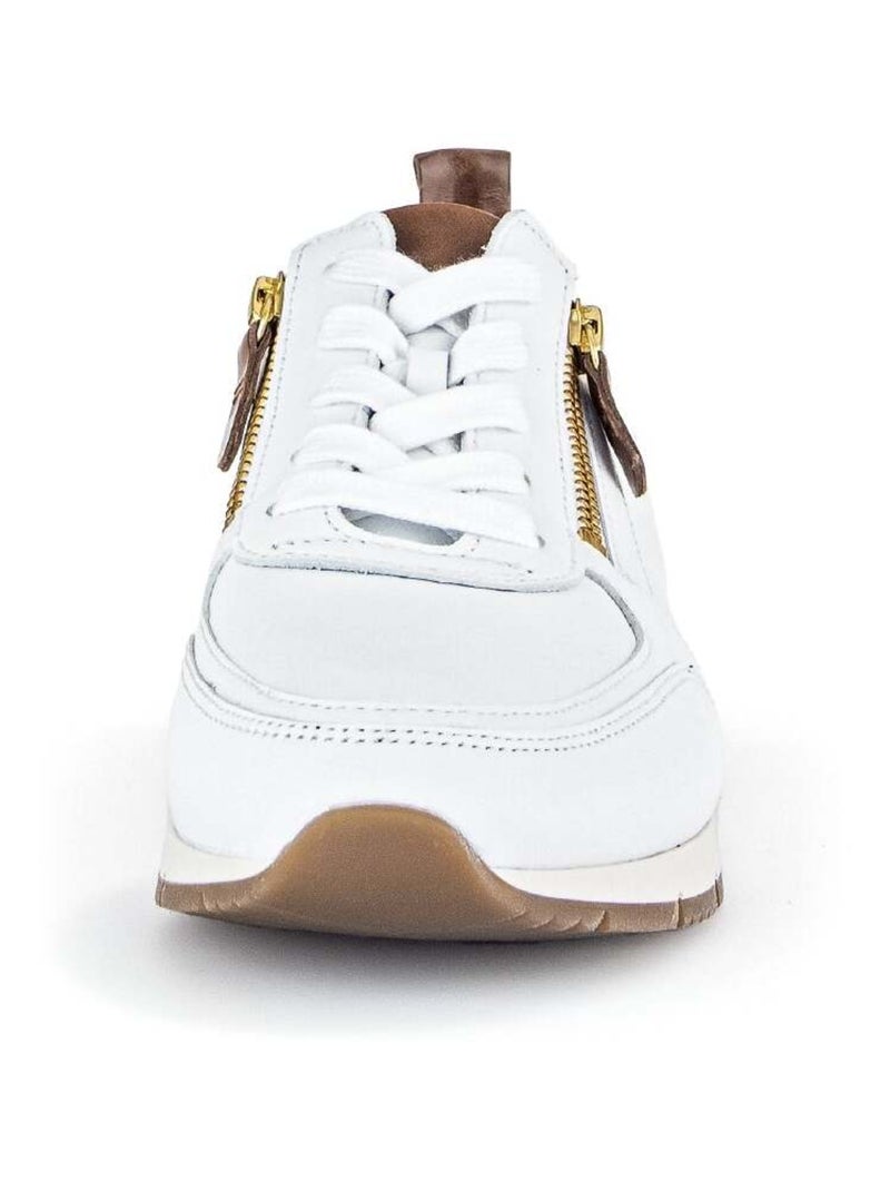 Baskets  en cuir lisse Blanc - Kiabi