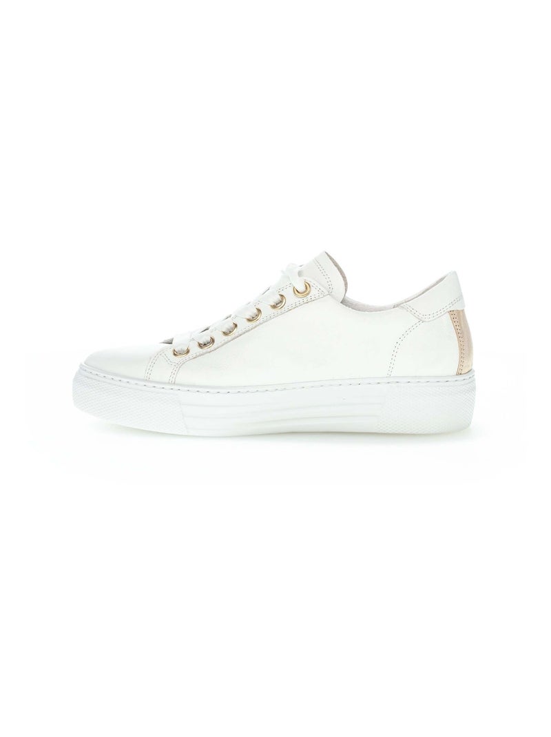 Baskets  en cuir lisse Blanc - Kiabi