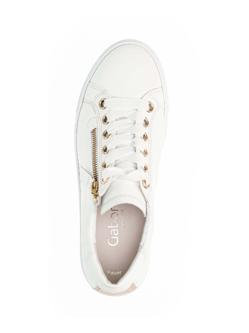 Baskets  en cuir lisse Blanc - Kiabi