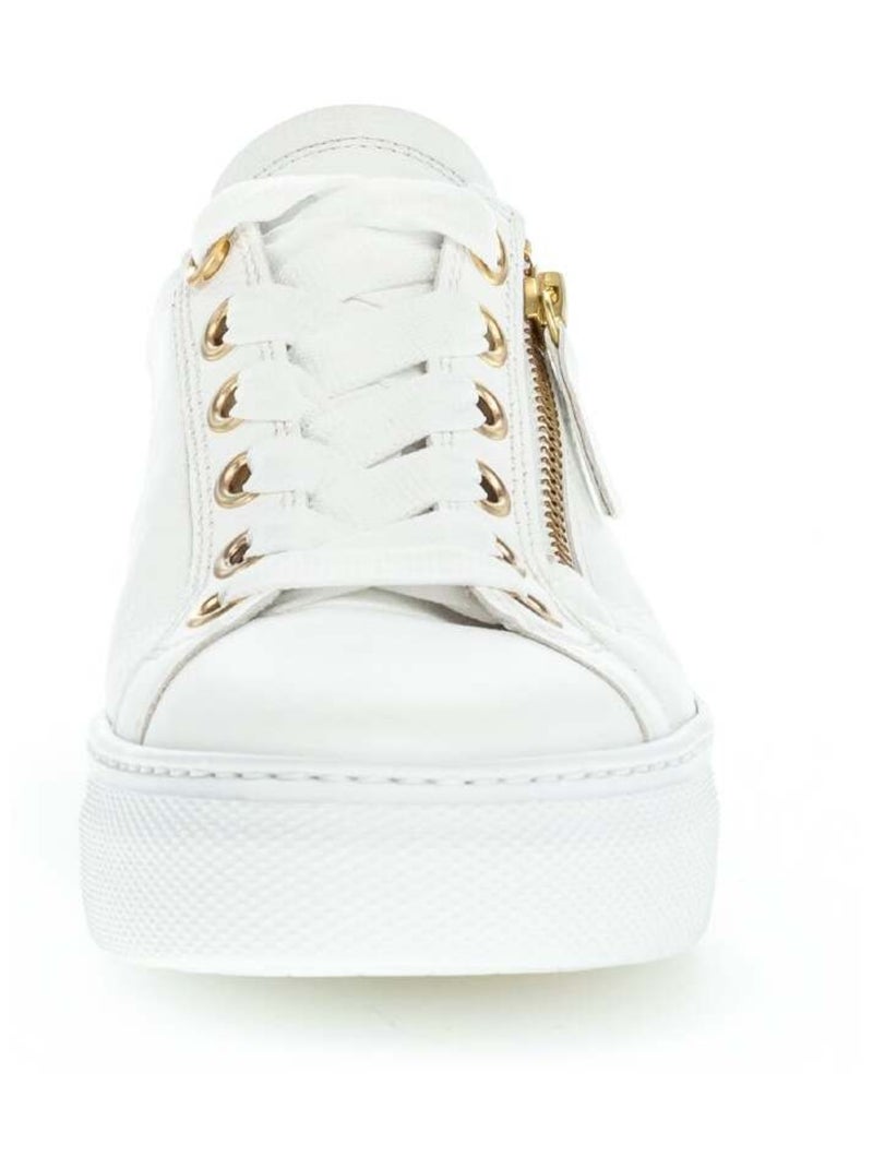 Baskets  en cuir lisse Blanc - Kiabi