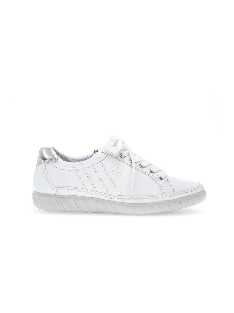 Baskets  en cuir lisse Blanc - Kiabi