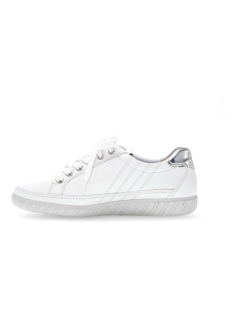 Baskets  en cuir lisse Blanc - Kiabi
