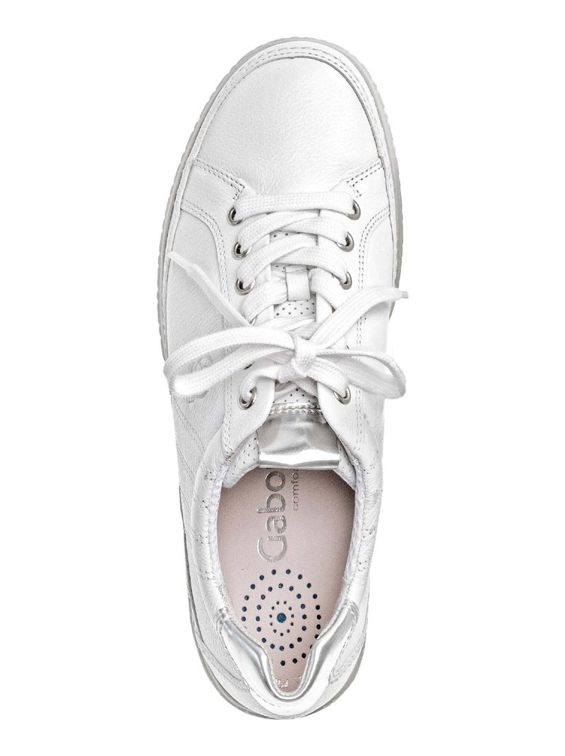 Baskets  en cuir lisse Blanc - Kiabi