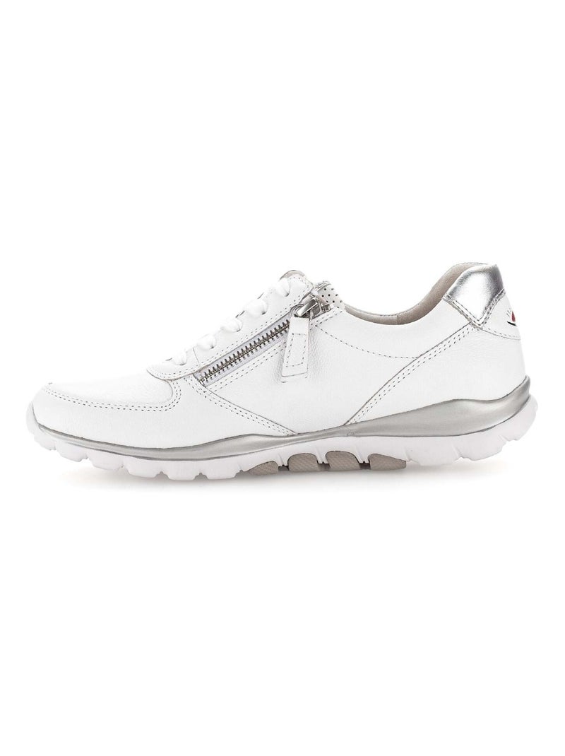 Baskets  en cuir lisse Blanc - Kiabi